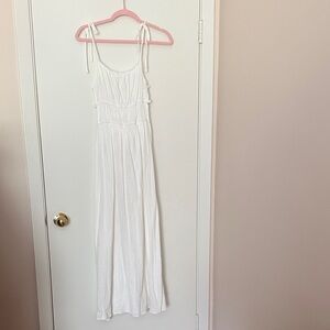 Square neck tie strap cutout maxi